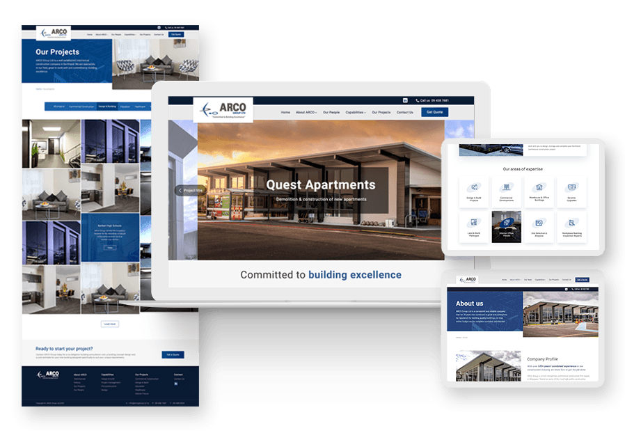 Lulumen Design created the website for construction company ARCO to present their services